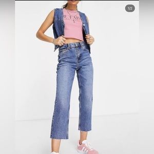 Topshop straight cropped raw hem jeans